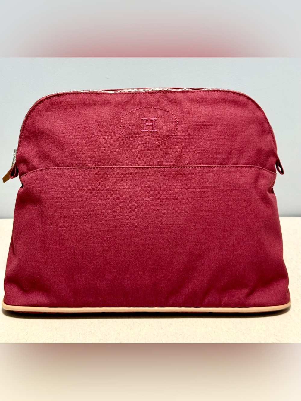 Hermès Bolide Pouch in Bordeaux Cotton Canvas